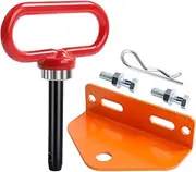 EilxMag Universal Heavy Duty Zero Turn Mower Trailer Hitch and Strong Heavy Duty Neodymium Magnetic Trailer Hitch Pin with 2 Bolts -1/2'' R-Clip (Combo Pack,Red＋Orange)