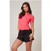 PLT RUN Hot Pink Short Sleeve Airtex Top, Hot Pink