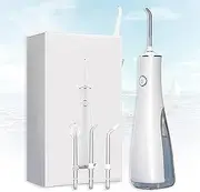 FREEZYMAN Water Floss Cleaner Household Dental Flusher with 3 Modes IPX7 Waterproof Professional Cordless Dental Floss Rotary Nozzle Oral Cleaner with Portable Detachable Water Tank for Da