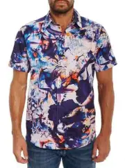 ROBERT GRAHAM Cromwell Floral Print Classic-Fit Shirt Short-Sleeve Size 2XL NWT
