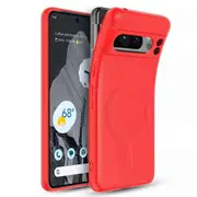 For Google Pixel 8 MagSafe Silicone Silky Soft Case with Microfiber TPU Ultra Slim Anti Scratch Shockproof Cover (Red)
