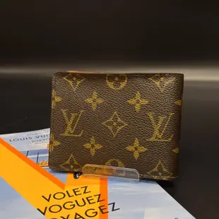 【哈極品】二手品《Louis Vuitton LV 老花字紋 對開交叉 5卡短夾/皮夾》