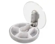 Organizer with Pill Cutter, 4 Times a Day Portable Pill Box, Daily Pill Case for Women - Grey