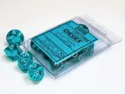Chessex D10 DiceTranslucent Teal/white Set of Ten d10s