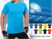 Mens T-Shirt Cool Max Quick-dry Performance Top Function Shirt Plain Colour