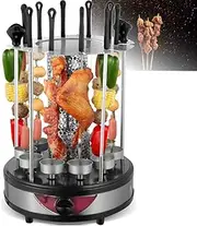 Vertical Electric Rotisserie Grill, Automatic Timing Rotating Barbecue Stove, for Kebabs Skewers and Roasts for Household Party Spiral Skewers Timing Indoor Smokeless BBQ Grill Machine
