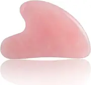 Real Jade Roller for Face, Pink Facial Roller Gua Sha Set, 100% Natural Rose Quartz Jade Massager Stone for Face Eye Neck Anti-aging Slimming & Firming (Gua Sha)