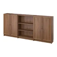 在飛比找IKEA優惠-IKEA 書櫃附門板組合, 棕色 胡桃木紋, 240x30x