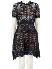 Navy Floral Lace Cut Out Mini Dress