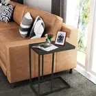 Costway Industrial C-Shaped Narrow End Side Table & Rectangle Tabletop