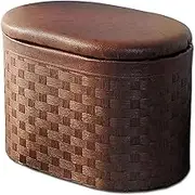 Footstool Foot Stool Entryway Storage Bench Paper Rattan Shoe Bench Foot Rest Seat Storage Ottoman Soft Padding Storage Stool Storage Footstool(50x30x35cm)