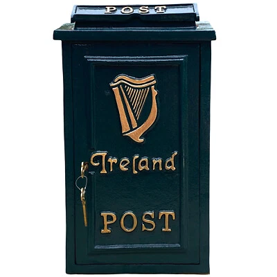 Irish Harp Irish Post Mailbox Slot Green Cast Iron – Wall Mounted or Standing