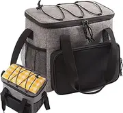 Large Lunch Box, Soft Insulated Container, Lightweight Spacious, Multi-Compartment Organizer, Offices, Picnic, Travel, Perfect for Everyday Use, 29 x 19 x 42 cm Grey