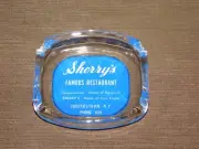 VINTAGE TOBACCO BASEBALL SHERRY'S FAMOUS RESTAURANT COOPERSTOWN NY GLASS ASHTRAY