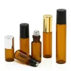 Portable Perfume Roller Ball Empty Essential Oil Bottle Container Amber