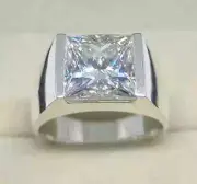 5 Ct Certified Treated Off White Diamond Solitaire Wedding Men's Ring.925 Silver