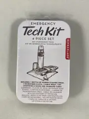 Kikkerland Emergency Tech Kit, 4 Piece Set Lightning, Micro USB Connector In Tin