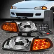 FOR 92-95 HONDA CIVIC LED CHROME CLEAR SIDE TURN SIGNAL HEADLIGHT LAMP+TOOL SET (for: Honda)