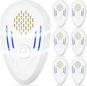 Ultrasonic Pest Repeller Indoor 6 Packs, Ultrasonic Repellent for Rodent, Mouse, Mice, Bugs, Spider, Mosquito, Roach, Electronic Plug in Pest Control, Cockroach Killer, Ant Traps, with Button, Home