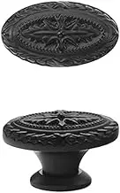 AIMALL Oval Vintage Style Drawer Pull Cabinet Wardrobe Door Handle Antique Engraved Alloy Furniture Handle in Gold and Black