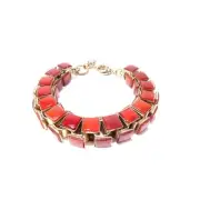 Neiman Marcus Women's Chunky Tile Box Link Bracelet Lucite Burg NWT 240
