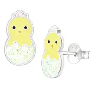 12mm Chick in Shell Earrings 925 Sterling Silver Dainty Studs Push Back