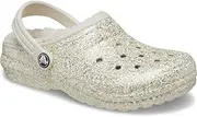 [Crocs] Toddler and Kids Classic Glitter Lined Clog, Stucco, 4 Toddler