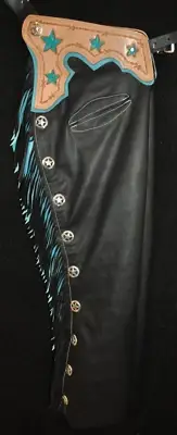Custom Made Leather Chaps/New Black Shotgun Chaps/Made In USA
