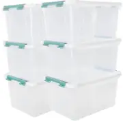 20 Quart Stackable Plastic Storage Bins with Lids, 6 Pack Durable Nestable Conta