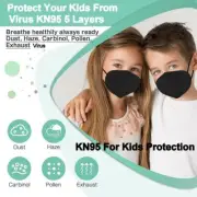 3/200 Child Kids Disposable Black KN95 Face Mask 5 Layer C.E Approval FFP2 96%