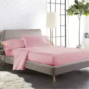 King Single Size Blush Color 1000TC 100% Cotton Fittd Sheet Flat Sheet Pillowcase Set