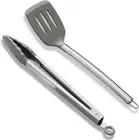 Spatula and Cooking Tong Set, Silicone Slotted Turner, Kitchen Tong, Heat