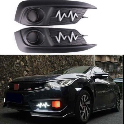 2016-2018 2-Color For Honda Civic Led DRL Day Running Light Lamp Lightning Style (for: Honda Civic)
