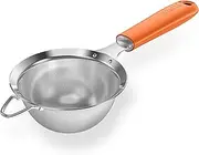 18/8 Stainless Steel Mesh Strainer: U-Taste 3.9 Inch Kitchen Fine Mesh Sieve Food Colander with Riveted Sturdy Silicone Handle and 30 Mesh Hole for Straining Flour, Quinoa, Tea, Juice (Orange)