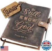 moonster Refillable Leather Journal Psalm 46:10 Bible Verse Embossed Journals