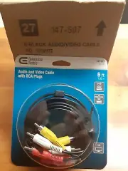 AV Male to Male 3-RCA Audio Video Composite Cable Black (6 feet)
