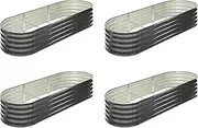 Livsip x4 Galvanised Raised Garden Bed Steel Instant Planter Oval 240X80X42CM