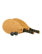 [Jenjo] Hardwood Frescobol Beach Paddle Ball Set with Bag