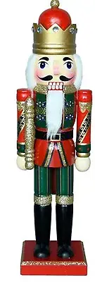 Nutcracker Christmas Decorations Wooden Red and Green for Home Collectible 14"