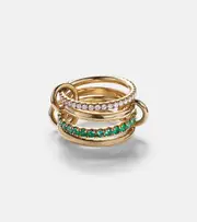 [Spinelli Kilcollin] Spinelli Kilcollin Halley set of four 18kt gold rings with emeralds and diamonds N gold