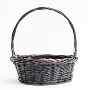 Matte Brown Long Handled Willow Basket