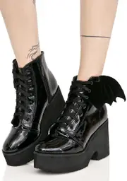 [Iron Fist] Patent Bat Wing Platform Boots