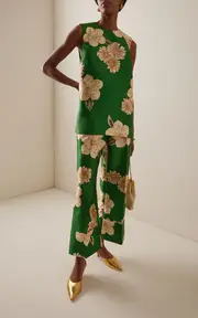 [ALÉMAIS] Sage Printed Satin Flared Pants