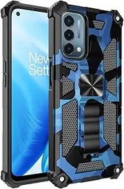 Oppo A16S / A16 / A54S Case, Camouflage Design Military Grade Drop Protective Cover Soft TPU Hard PC Tough Armor Shockproof Phone Case with Oppo A16S / A16 / A54S with Built-in Kickstand, Blue