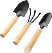 Garden Shovel,Garden Trowel, 3pcs Mini Portable Gardening Tool Metal Head Shovel Rake Spade Plant Garden Tool Set Garden (Color : 2)