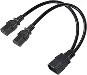 UPS Server C14 to 2X C13 Y Splitter Power Extension Cable IEC C13 C14 2 Ways Splitter Cords 30CM (1 Pack Black)