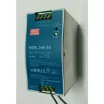 🌞二手現貨保固MW明緯NDR-240-24電源供應器DIN軌道式 出DC24V 10A 入AC100-240V交換電源