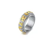 Religious Buddhist Mantra Character Titanium Steel Ring - Steel Gold