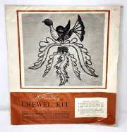 Colonial Williamsburg Crewel Kit Jacobean Bird Floral 12" x 13" Linen Embroidery