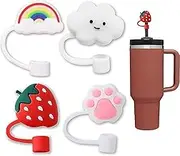 Stanley Straw Cover - 4 PCS Cup Accessories Compatible With Tumbler, Reusable Silicone Cover (0.4in/10mm, Mix)